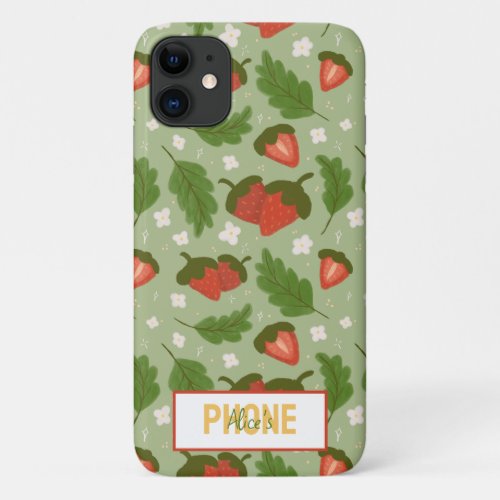 Fruit Basket Pattern Collection _ Strawberries iPhone 11 Case