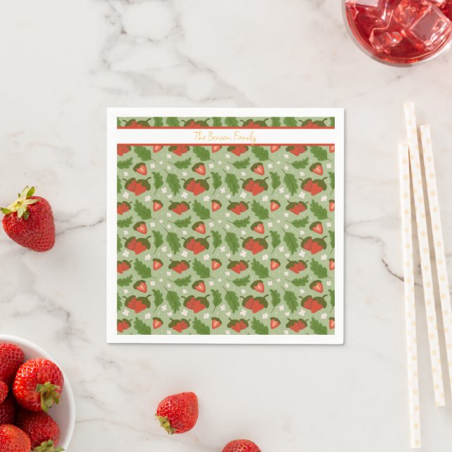 Fruit Basket Pattern Collection - Strawberries Napkins (Insitu)