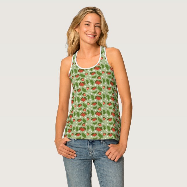Fruit Basket Pattern Collection - Strawberries Tank Top (Front Full)