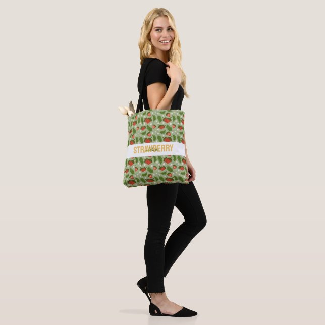 Fruit Basket Pattern Collection - Strawberries Tote Bag (On Model)