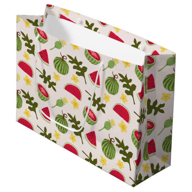 Fruit Basket Pattern Collection - Watermelon Large Gift Bag (Front Angled)