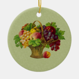 Fruit Basket Vintage Art Ornament