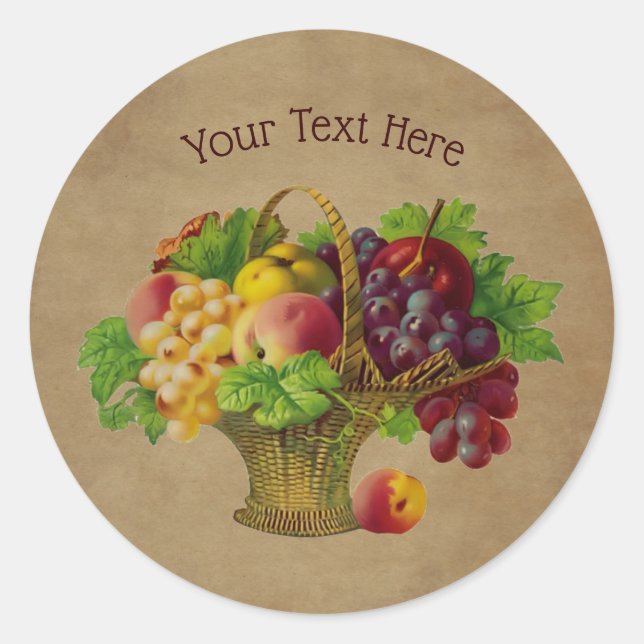 Fruit Basket Vintage Art Personalized  Classic Round Sticker (Front)