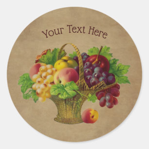 Fruit Basket Vintage Art Personalized Classic Round Sticker