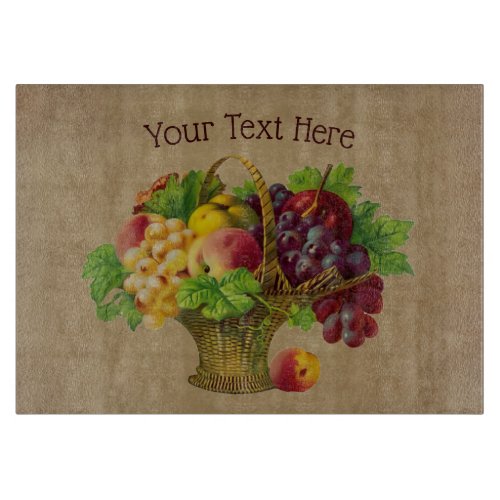 Fruit Basket Vintage Art Personalized   Cutting Board