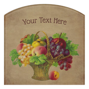 Fruit Basket Vintage Art Personalized Door Sign