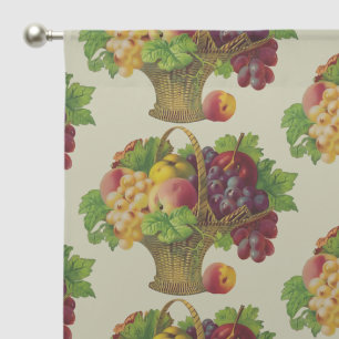 Fruit Basket Vintage Art Sheer Curtains
