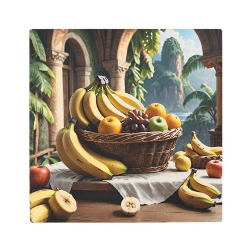 Fruit Baskets with Lots of Bananas Metal Print