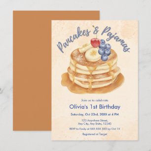Fruit Blueberry Pancakes & Pajamas 1st Birthday Invitation