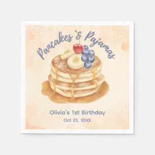 Fruit Blueberry Pancakes & Pajamas 1st Birthday Napkins