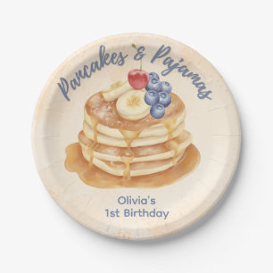 Fruit Blueberry Pancakes & Pajamas 1st Birthday Paper Plates