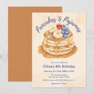 Fruit Blueberry Pancakes & Pajamas 8th Birthday Invitation