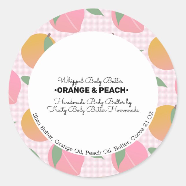 Fruit Body Butter Bath Branding Packaging Classic Round Sticker (Front)