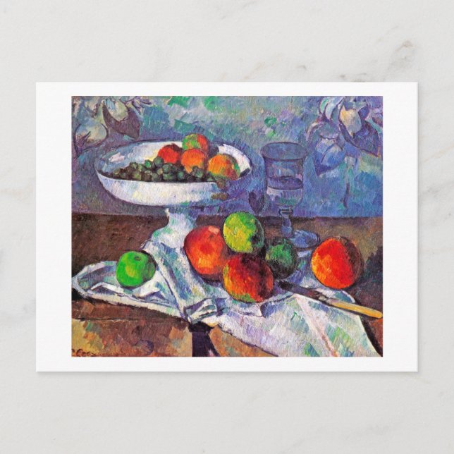 Fruit bowl, Glass and Apples, Cezanne Postcard (Front)