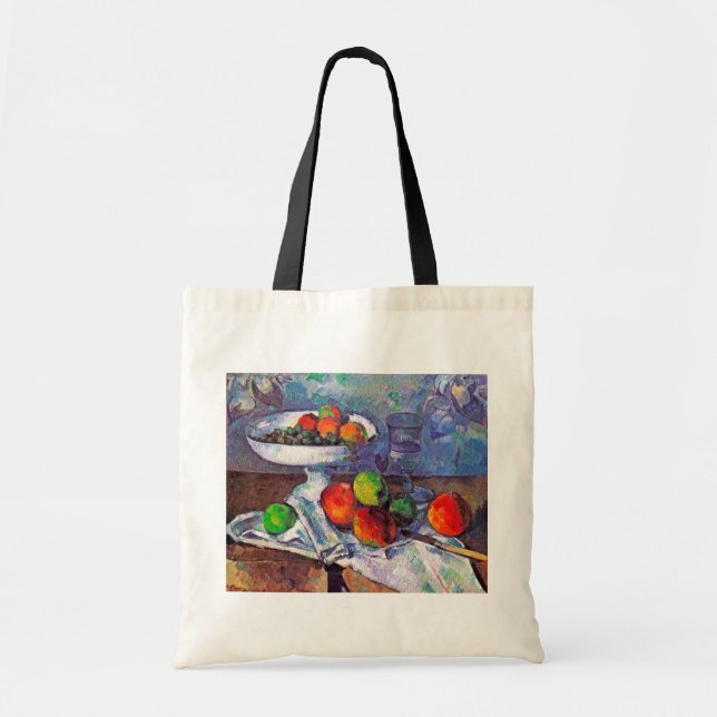 Fruit bowl, Glass and Apples, Cezanne Tote Bag (Front)