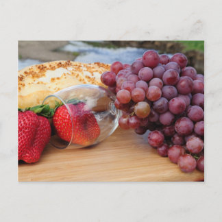 Fruit Bread And Wine Picnic Postcard