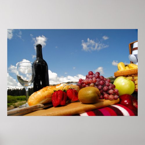 Fruit Bread And Wine Picnic Poster