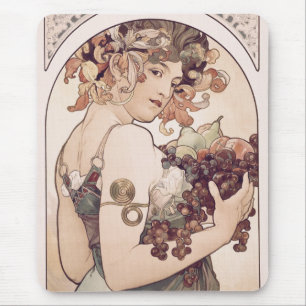 Fruit by Alphonse Mucha Mouse Pad
