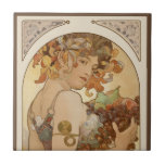 Fruit by Alphonse Mucha, Vintage Art Nouveau Ceramic Tile