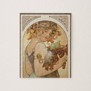 Fruit by Alphonse Mucha, Vintage Art Nouveau Jigsaw Puzzle