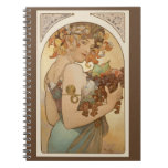 Fruit by Alphonse Mucha, Vintage Art Nouveau Notebook