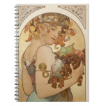 Fruit by Alphonse Mucha, Vintage Art Nouveau Notebook