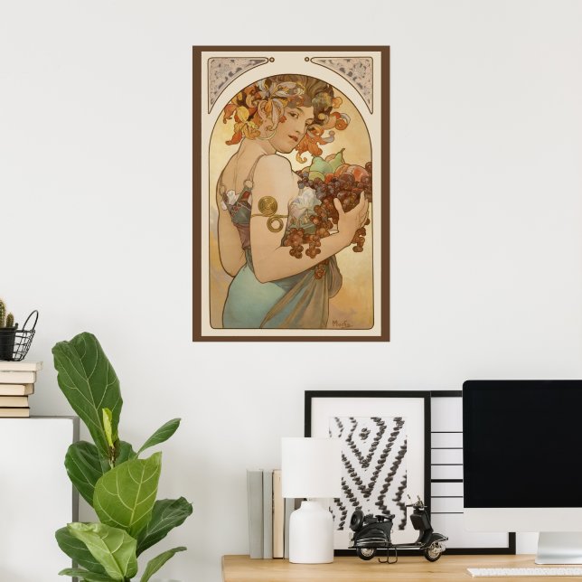 Fruit by Alphonse Mucha, Vintage Art Nouveau Poster (Home Office)