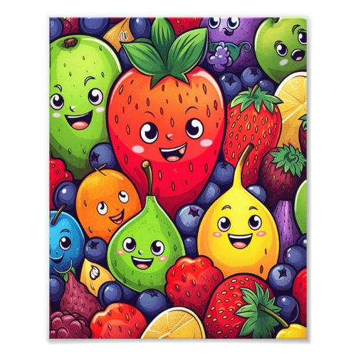 Fruit Cartoon Character Fun Food Photo Print