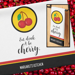 Fruit Cherries Red Yellow Simple Funny Kitchen Towel