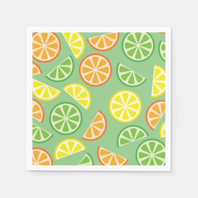 Fruit Citrus Slice Cute 1st Birthday Party Napkins (Front)