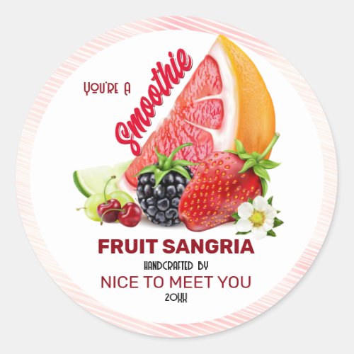 Fruit Cocktail  Friendship Hello Funny Classic Round Sticker