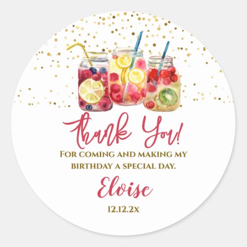 Fruit Cocktail Pool Party Thank You Classic Round Sticker