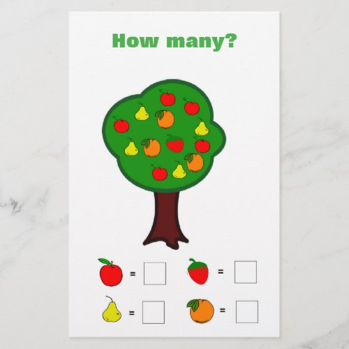 Fruit counting worksheet stationery