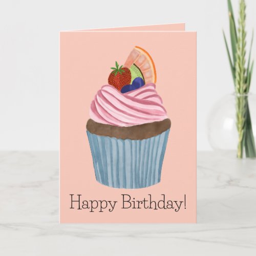 Fruit Cupcake Birthday Card