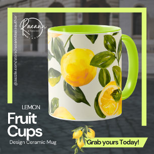 Fruit Cups - Lemon Design Ceramic Mug