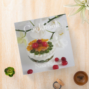 Fruit dessert and white Orchid. 3 Ring Binder