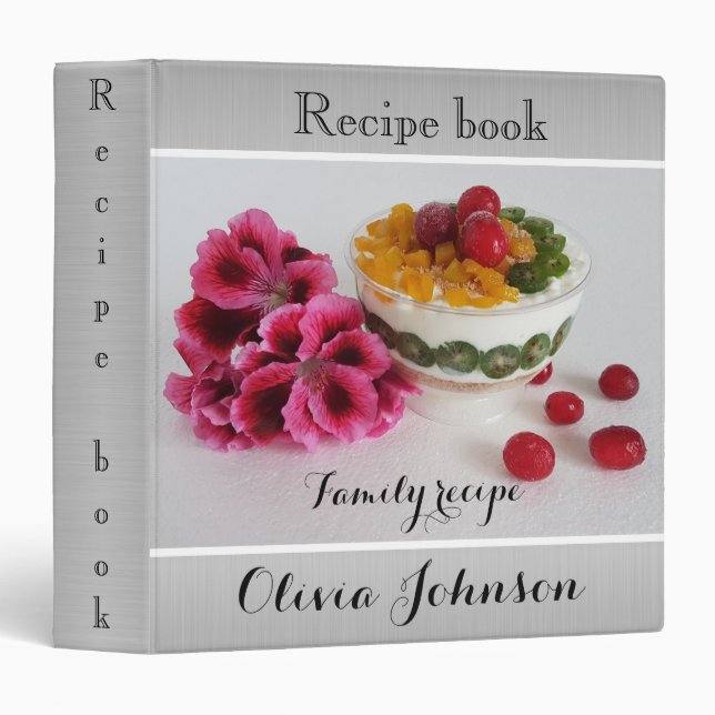 Fruit dessert with Bright flowers. 3 Ring Binder (Front/Spine)