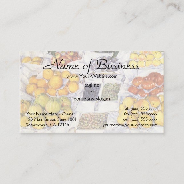 Fruit Displayed on a Stand by Gustave Caillebotte Business Card (Front)