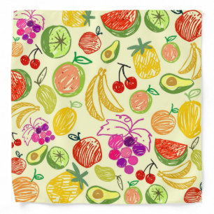 Fruit Doodle Pattern Bandana