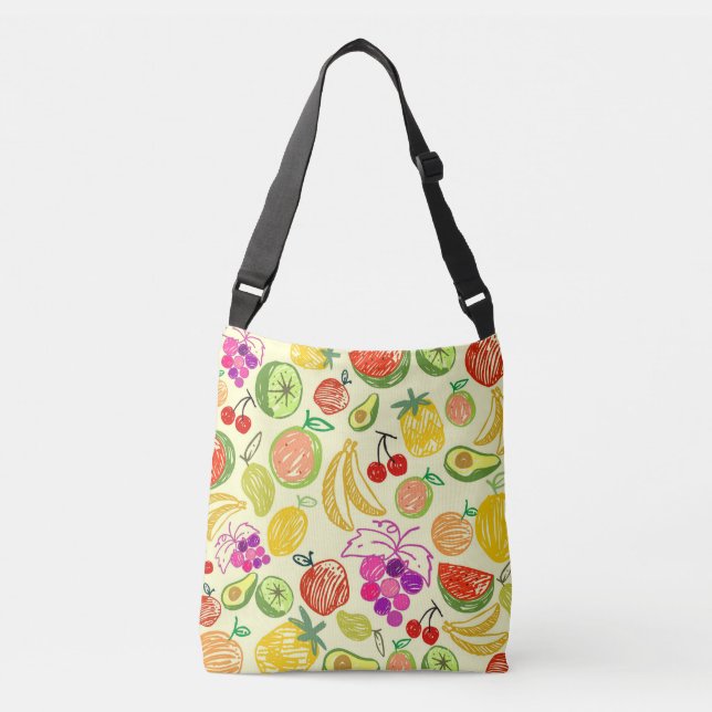 Fruit Doodle Pattern Crossbody Bag (Front)