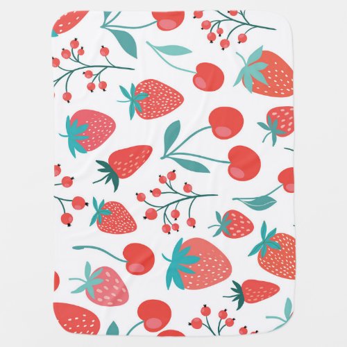 Fruit doodle strawberries cherries pattern baby blanket