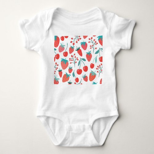 Fruit doodle strawberries cherries pattern baby bodysuit