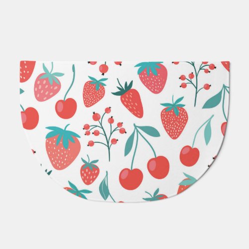 Fruit doodle strawberries cherries pattern doormat