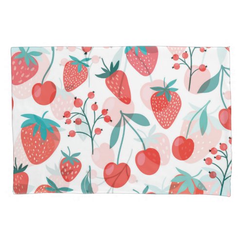Fruit doodle strawberries cherries pattern pillow case