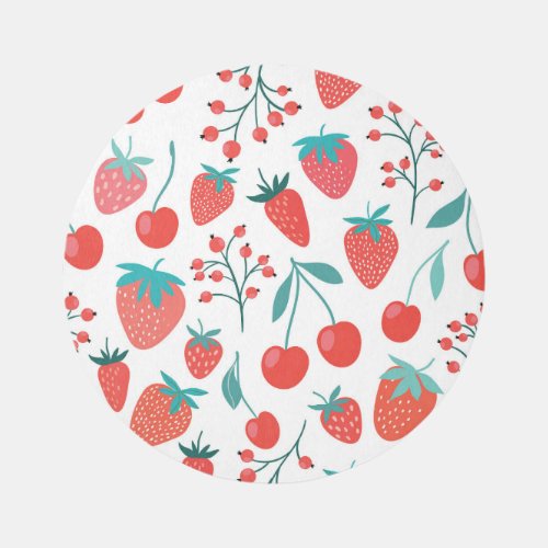 Fruit doodle strawberries cherries pattern rug