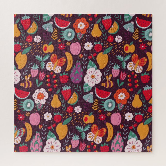 Fruit doodles, hand-drawn summer decor. jigsaw puzzle (Vertical)