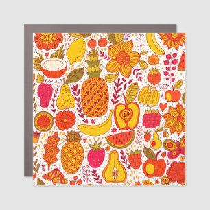 Fruit Doodles: Summer Vintage Pattern. Car Magnet