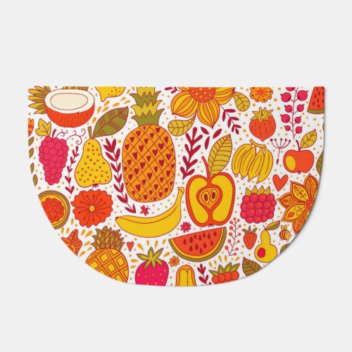 Fruit Doodles Summer Vintage Pattern Doormat