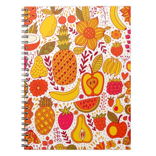 Fruit Doodles Summer Vintage Pattern Notebook