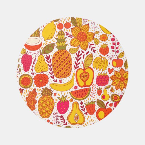 Fruit Doodles Summer Vintage Pattern Rug